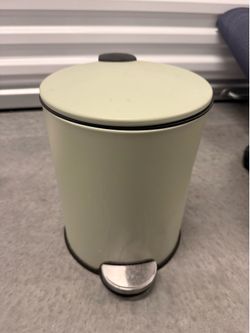 Sage Green Metal Step Trash Can