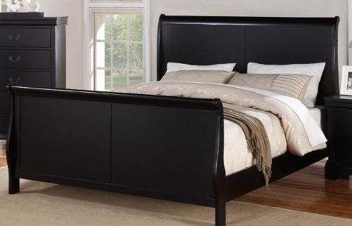 Brand New King Size Black Wood Sleigh Bed Frame