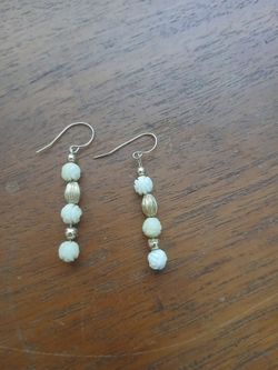 Stamped 14k gold earrings with flower beads