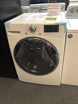 New scratch and dent kenmore front load washer. 1 year warranty
