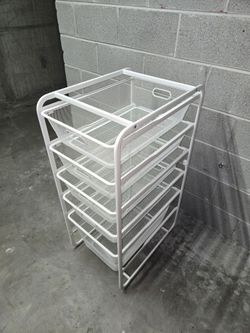 White 5-Tier Mesh Storage Cart