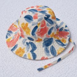 Toddler Floral Sun Hat – Adjustable Strap – Lightweight Summer Hat