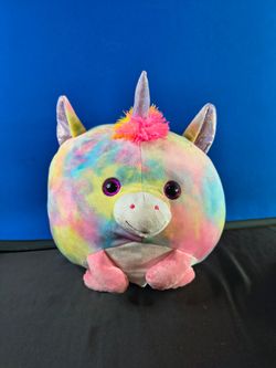 Large Squishmallow Esmeralda the Rainbow Tie Dye Unicorn LOVE Kellytoy