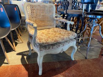 Cream Rattan Back Parlor Chair