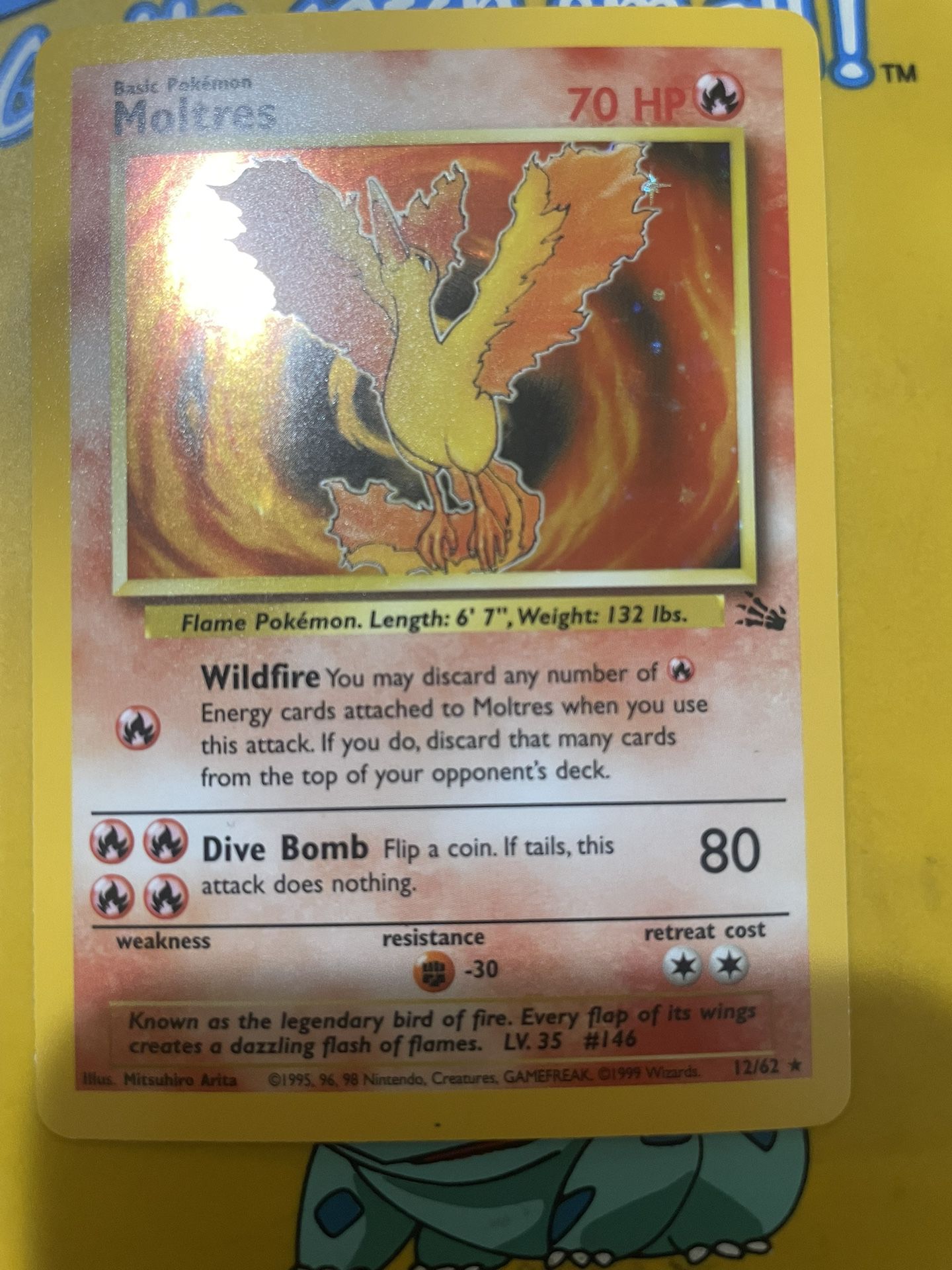 Moltres Unlimited Fossil Holo 