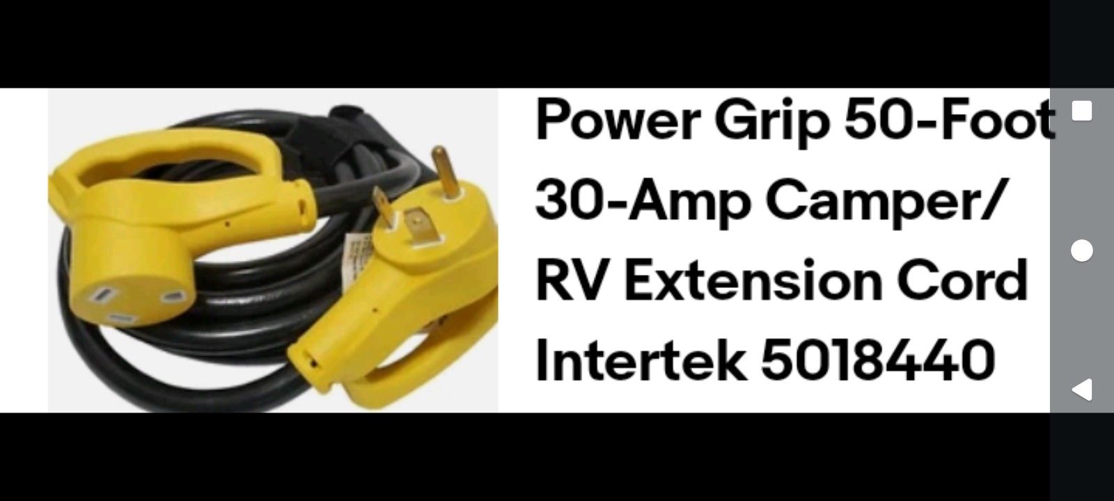 Power Grip 50-FOOT 30-RV  Extension Cord