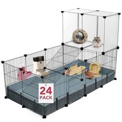 VISCOO 24 Panels Small Animal Playpen,Pet Playpen,C&C Cage for Guinea Pigs,Puppy Play Pen,Bunny Playpen,Indoor Outdoor Portable Metal Wire Yard Fence 