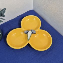 Handpainted 3-Section Olive/Dip/ Condiment Dish Made in Portugal Frutuoso