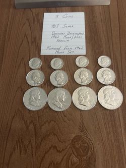 Coins - 90% SILVER- Brilliant Uncirculated 1962 - 4Roosevelt/4 Washington/4 Franklin – 12 Coins