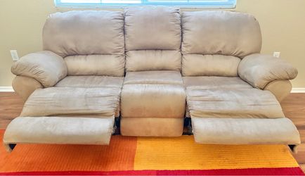 Tan Microfiber Dual Reclining Sofa - Excellent Condition - $275 OBO