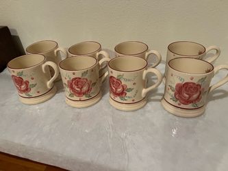 New vintage 8 Emma Bridgewater Rose Ceramic Mugs