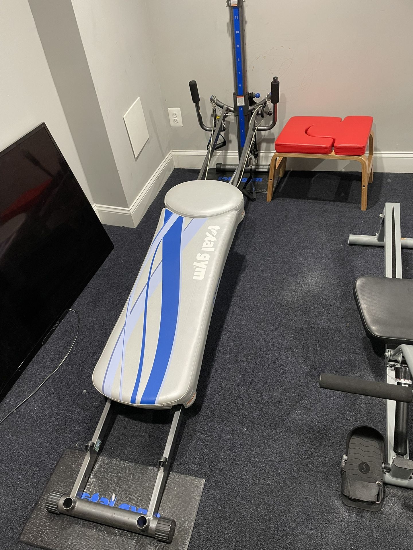 Total Body Gym, Treadmill, Weight Bench, rower