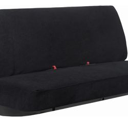 Front Solid Bench Seat Cover Universal Fits Ford, Chevrolet, Dodge, and Full Size Pickup Trucks Black