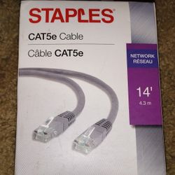 14' CAT5e Networking Cable Staples Brand New In Box Ethernet Gigabit/s.