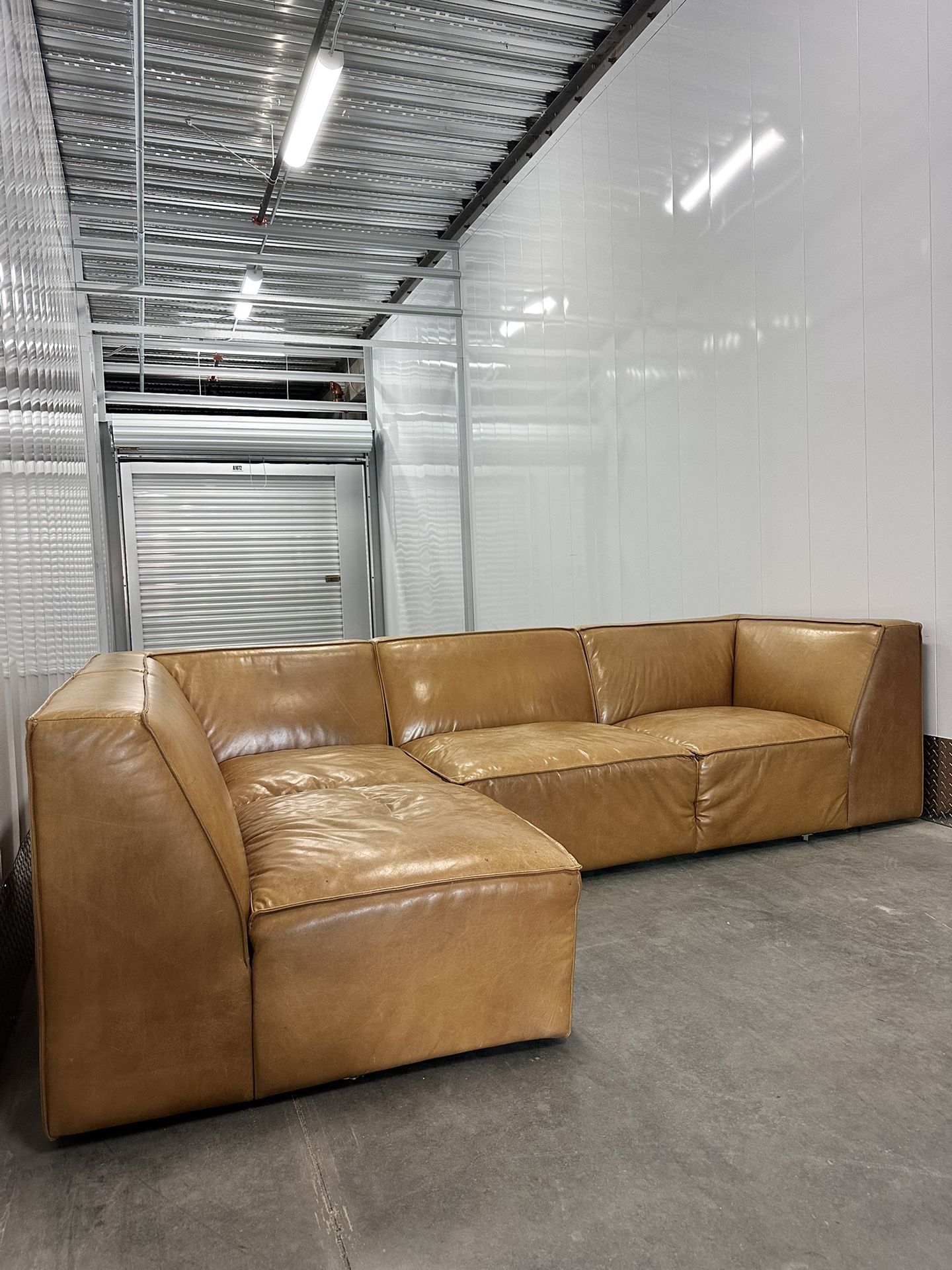 West Elm Leather Modular Sofa
