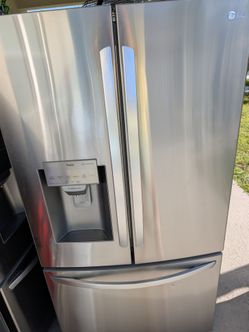 36" LG 3 DOORS STAINLESS STEEL Excellent Work Ice Maker And Water Ice Dispenser Excellent Guaranteed