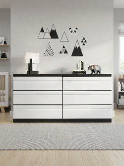Navy & White 6-Drawer Dresser