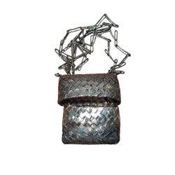 Taxco Mexico 925 Sterling Silver Woven Basket Pendant Paperclip Chain 24" Necklace(fgc145)67