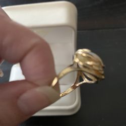 14k Solid Gold Mabe Pearl Ring