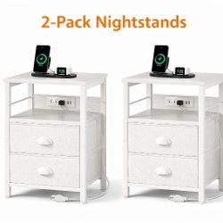 2 pack Nightstand with Fabric Drawers