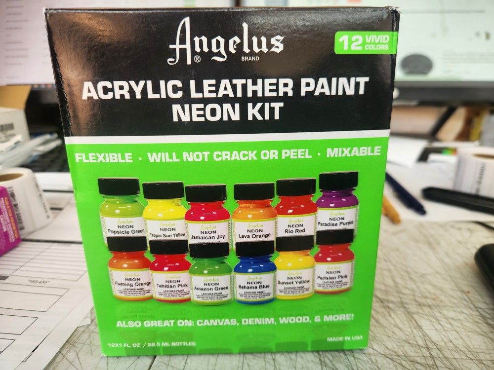 Angelus Neon Colors Paint Kit set of 12 Colors