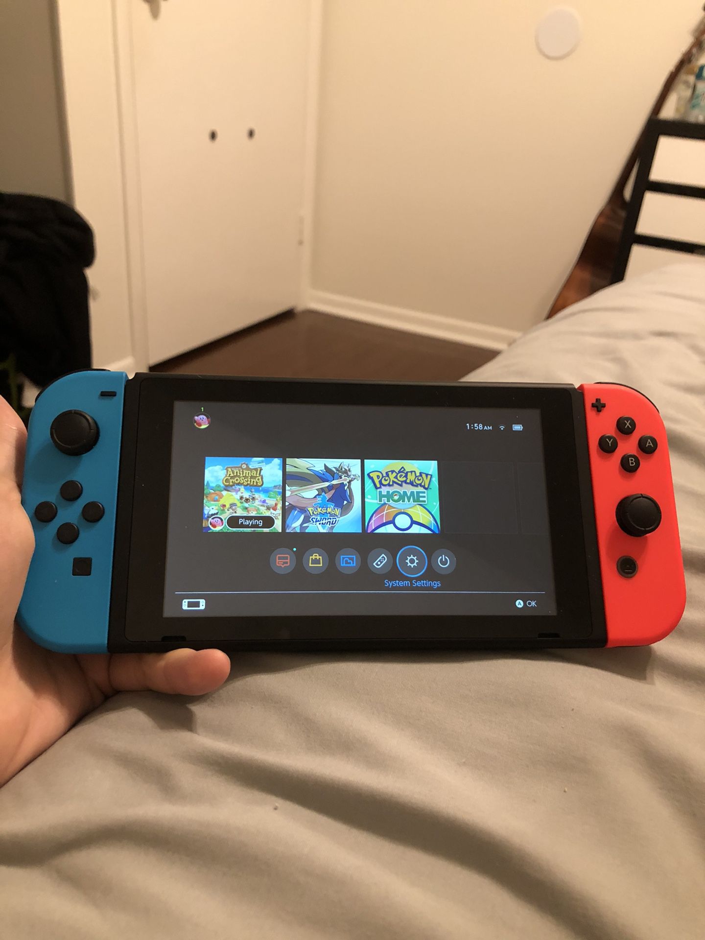 Nintendo Switch Console with Neon Blue & Red Joy-Con Sold Out NIB + Animal Crossing and Pokemon sword