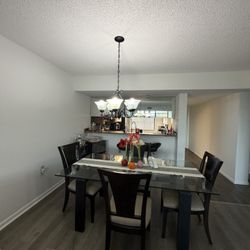 Glass-  WoodDinning Table 