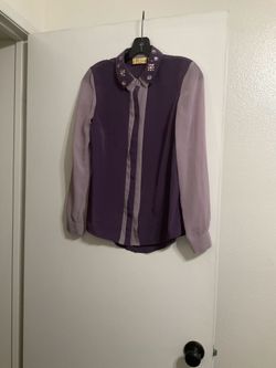 Princess Vera Wang Beaded Collar purple Blouse size s like new