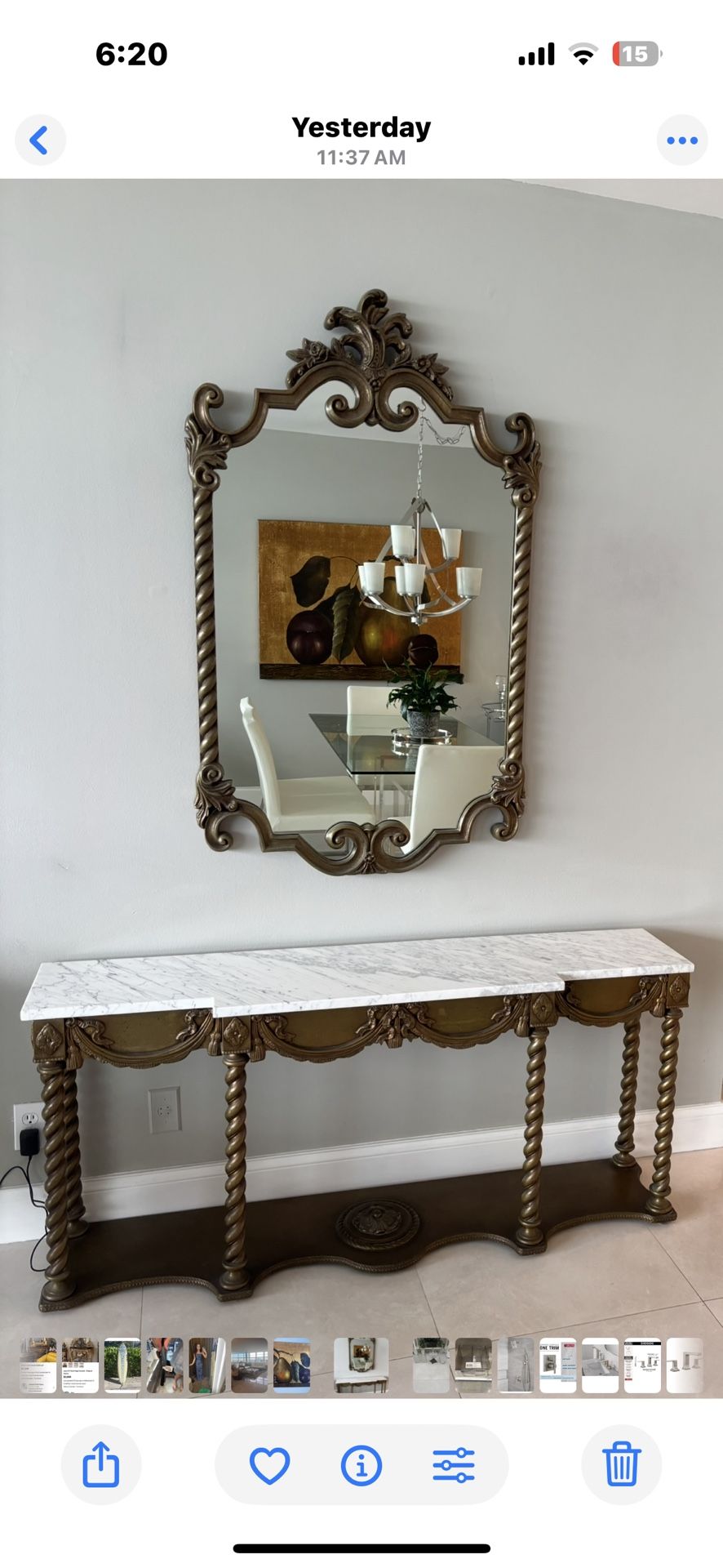 Gold Antique Mirror And Console Table
