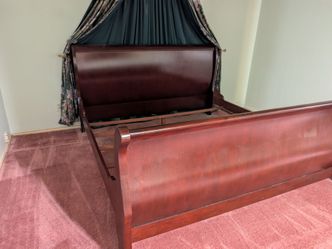 Cherry Wood Sleigh Bed Frame - King