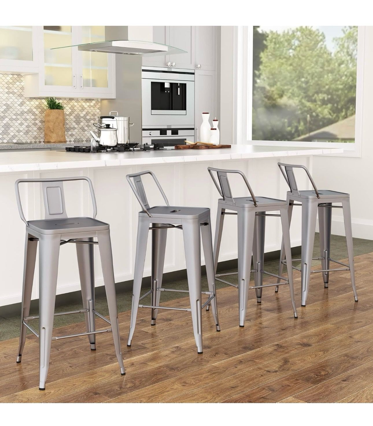 Metal Bar Stools Set of Counter Height Bar Stools for Indoor