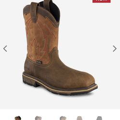 SIZE 8 IRISH SETTER BY RED WING COWBOY WATERPROOF LEATHER SAFETY TOE BOOTS BRAND NEW
