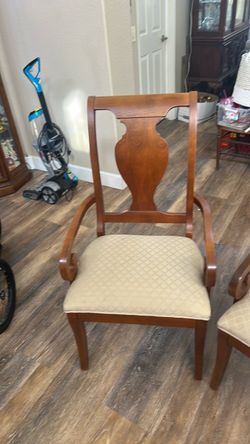 Beautiful Wood Dining Armchair with Upholstered Seat
