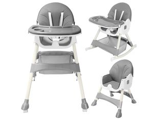 HARPPA Convertible 4-in-1 Baby High Chair for Toddlers with Removable Tray, Wheels & Safety Belt (Gray)
