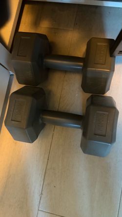 Dumbbells about 10 lbs each