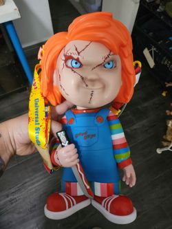Chucky universal studios popcorn bucket and drink coasters