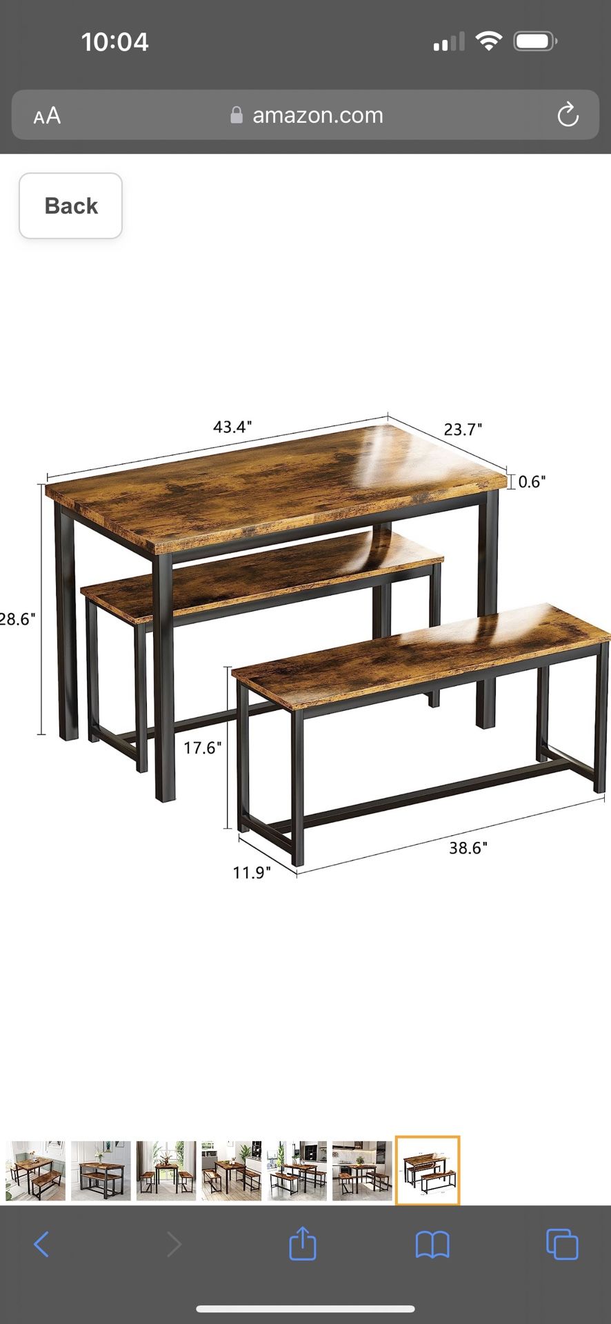 Table Set With 2 Benches