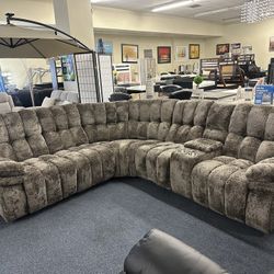 Light Brown Power Sectional Recliner 