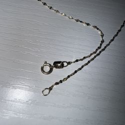 Real 10K Gold Mirror-Cut Chain – 16” 1mm Fine Rope Necklace