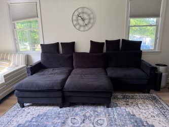Ihanherry U-Shaped Modern Sofa 111.4" Modular Sectional Cloud Couch with 2 Ottoman, 5-Seat Chenille Deep Seat Sofa with 5 Pillows for Living Room, Bla