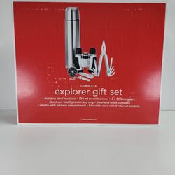 Target Store Brand Complete explorer gift set, New...

COMPLETE explorer gift set

●1 stainless steel multitool 
●750 ml travel thermos  
●4 x 30 bino