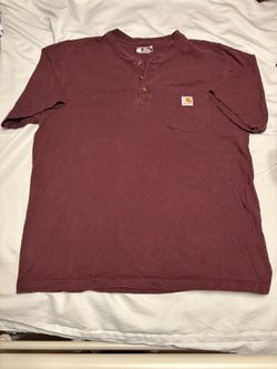 Carhartt Men’s Loose Fit Henley Pocket T-Shirt – Size Large – Burgundy