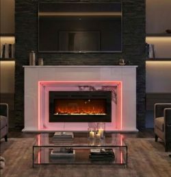 Modern Electric Fireplace with LED Mantel New