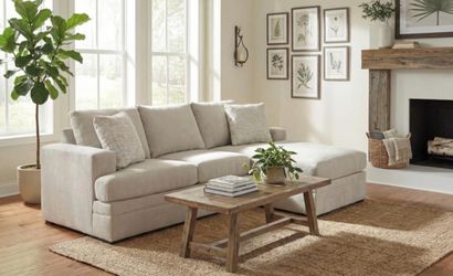 Beige Fabric Sectional Sofa Bed