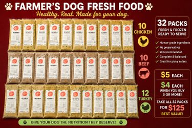 32 Packs The Farmer’s Dog Fresh Food (Chicken, Beef & Turkey) – Bulk Discount