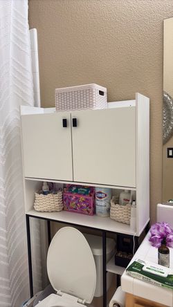 White Cabinet Storage (over the toilet)