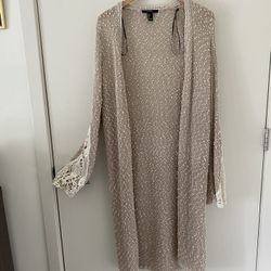 Long Vest Sweater Beige Size L