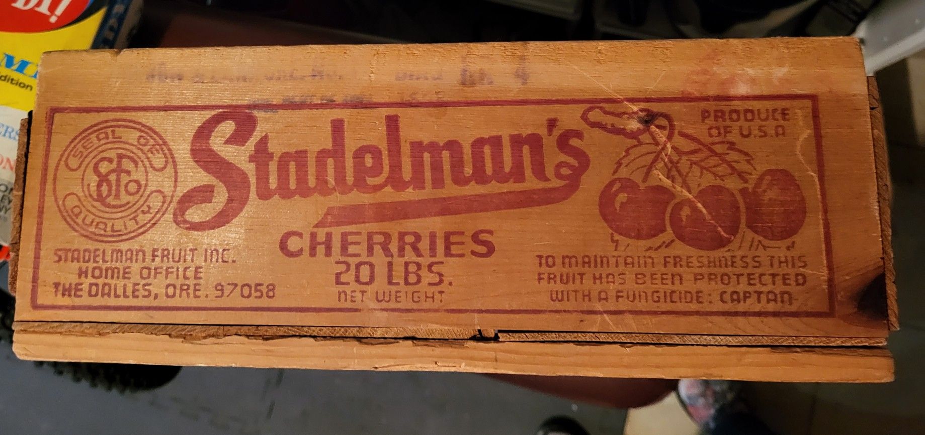 Vintage Wooden Fruit Crate Box Stadelmans Cherries