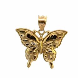 Woman’s Ladies 10k Yellow Gold Butterfly Charm Pendant for Necklace GP3124495