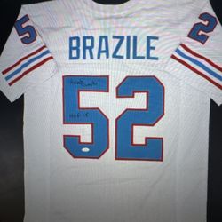 Robert Brazile #52 Signed Auto Jersey Houston Oilers HOF 18 Inscribed With COA